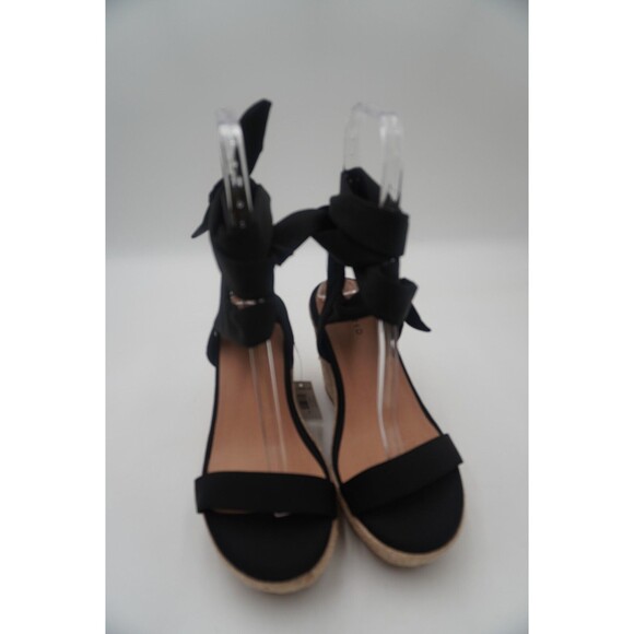 Torrid Strappy Espadrille Platform Wedge Sandal Lace Up Cushioned Black Size 9WW - Picture 5 of 10
